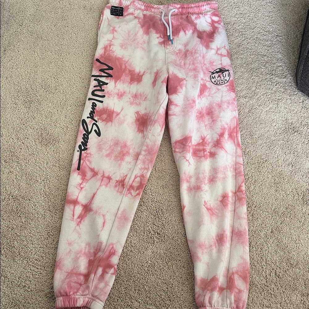 Size Small Men’s Maui and Sons Pink Tie Dye Sweatpants Joggers